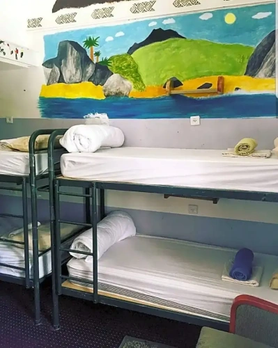 Bed in Dorm with balcony and with view