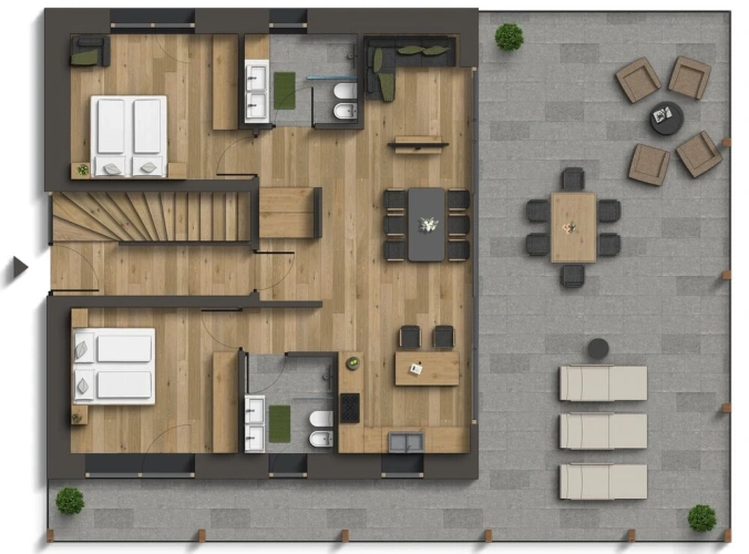 2 Bedrooms Luxury Penthouse room with mountain view