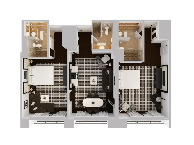 2 Bedrooms Double Suite with balcony