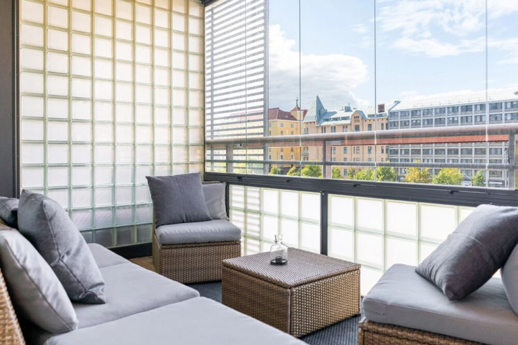 1br apartment with terrace and sauna