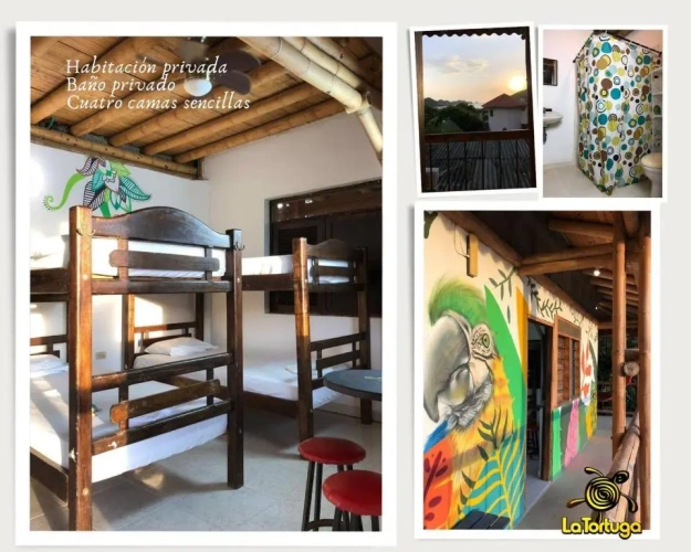 Bed in Dorm with balcony and with view