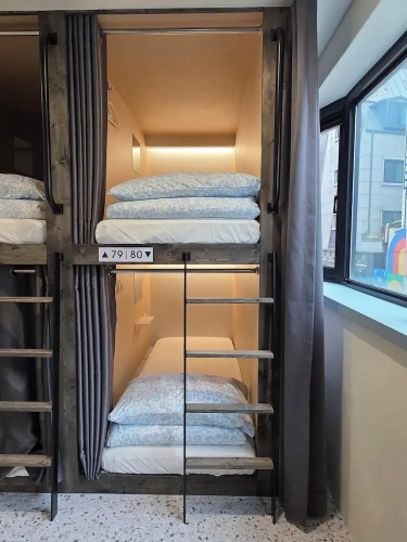 Bed in Dorm (female dorm) with balcony
