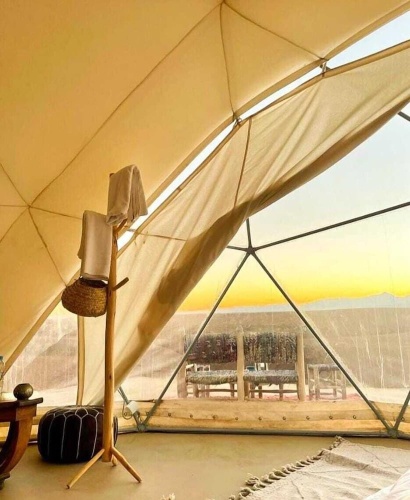Tent with mountain view