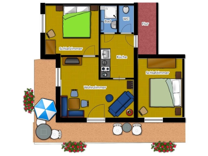 2 Bedrooms Apartment