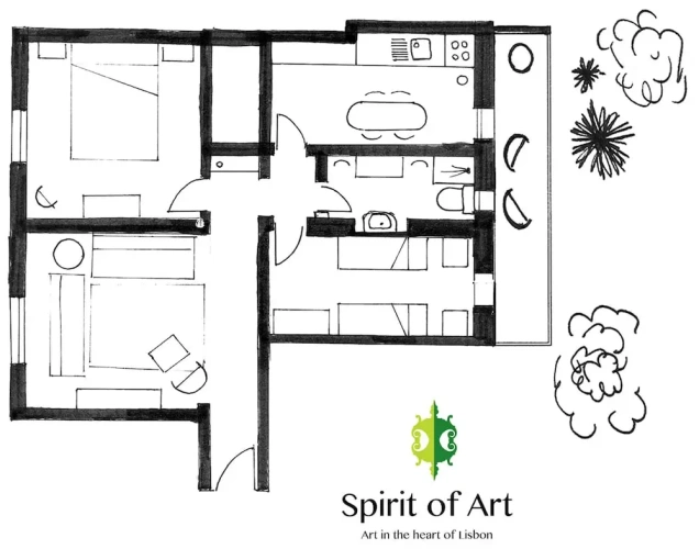 2 Bedrooms Apartment with balcony and with garden view