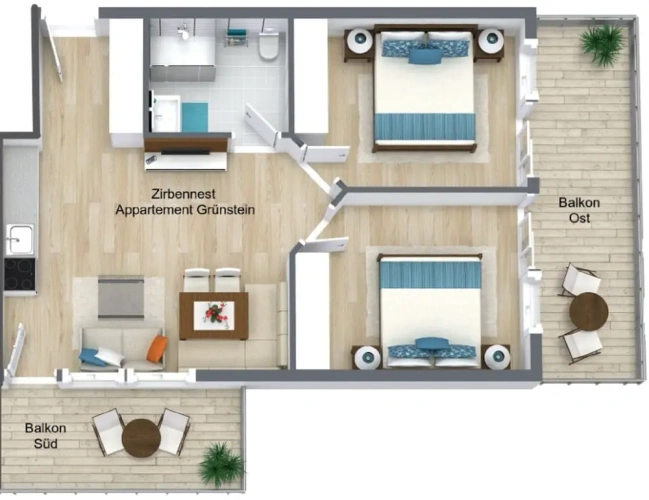 2 Bedrooms Superior Apartment with balcony and with mountain view