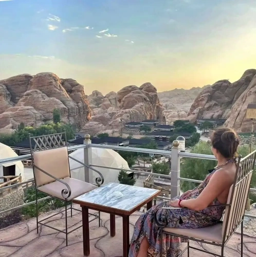 Tent with balcony and with mountain view