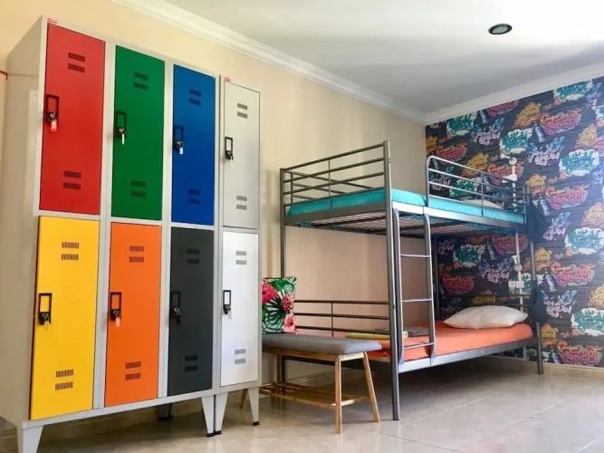 Bed in Dorm with balcony