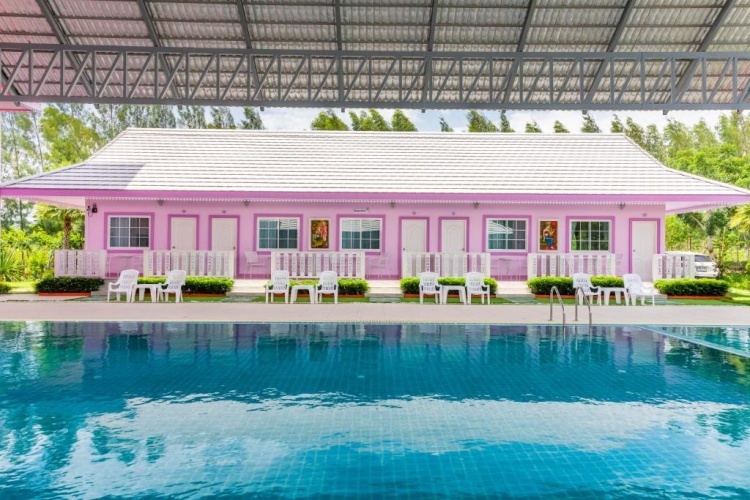 Studio with pool view