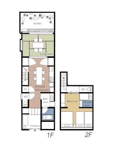 2 Bedrooms Executive Cottage with garden view