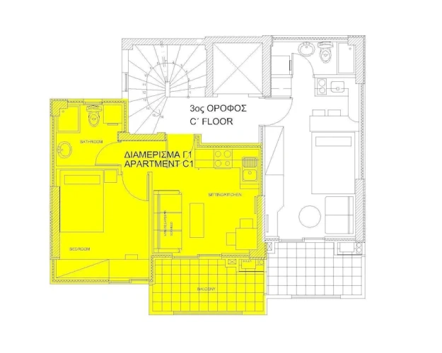Apartment with balcony and with city view
