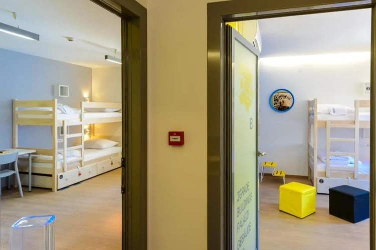 Bed in Dorm with garden view