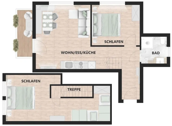 Grand Apartment with balcony and with mountain view