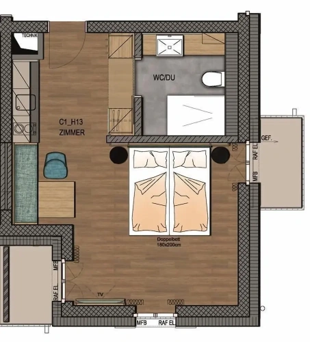 Standard Double room with courtyard view