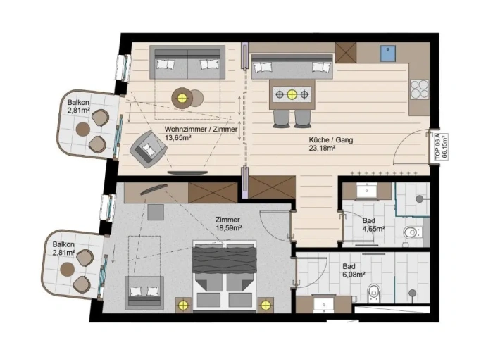 1 Bedroom Superior Double Apartment with balcony