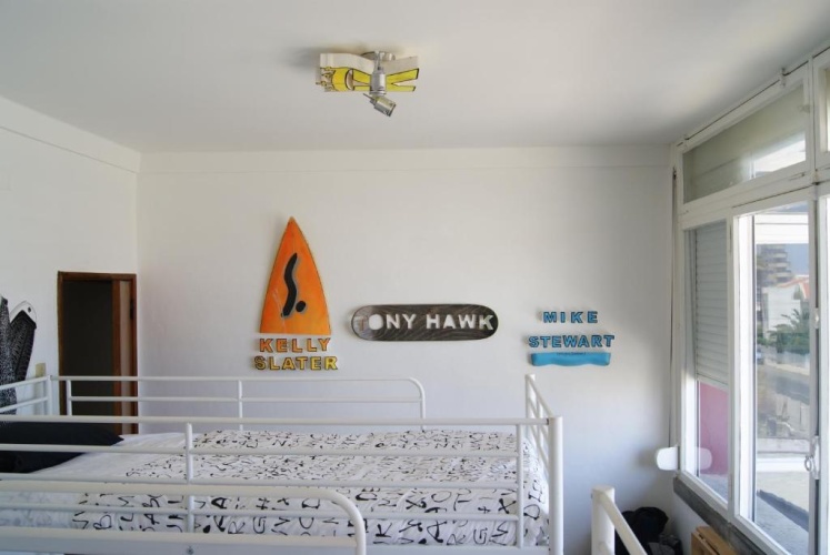 Bed in Dorm with balcony and with view