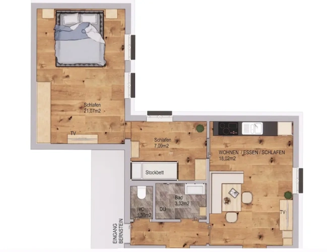 Family Apartment with balcony and with mountain view