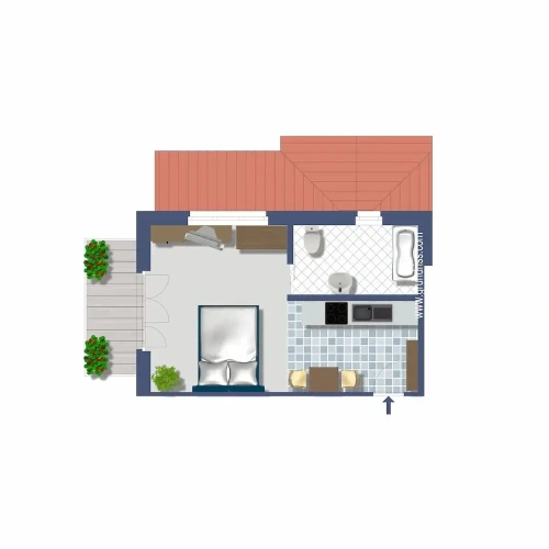 Studio with balcony