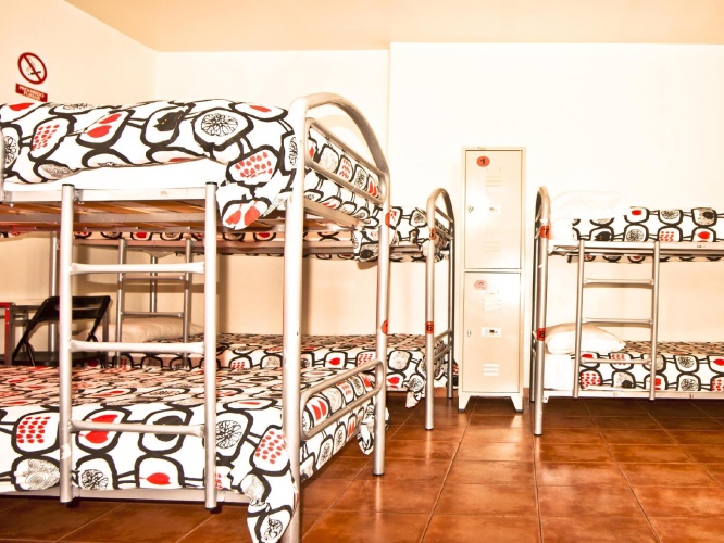 Bed in Dorm with balcony and with view