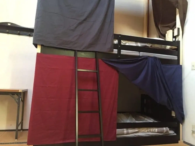 Bed in Dorm with balcony and with view