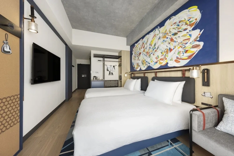 Twin room with city view