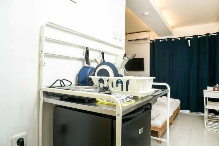 Simply White and Compact Studio at Amethyst Apartment