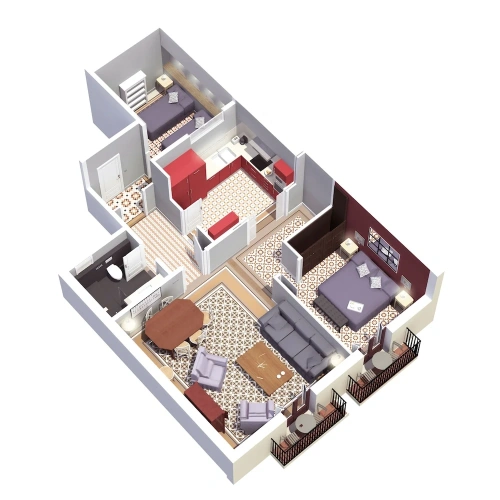 2 Bedrooms Luxury Apartment with balcony and with city view