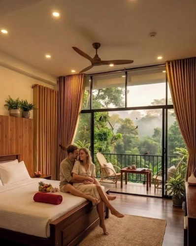 1 Bedroom Deluxe Double room with balcony and with garden view