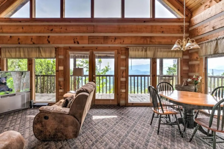 Super View Smoky Mtn Log Cabin Pool Table Hot Tub