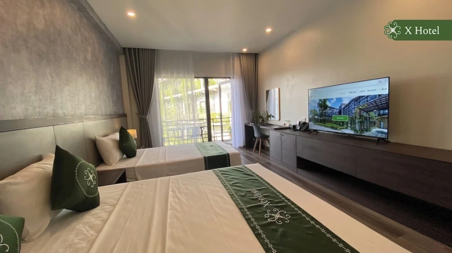 Standard Triple Family room with balcony and with pool view