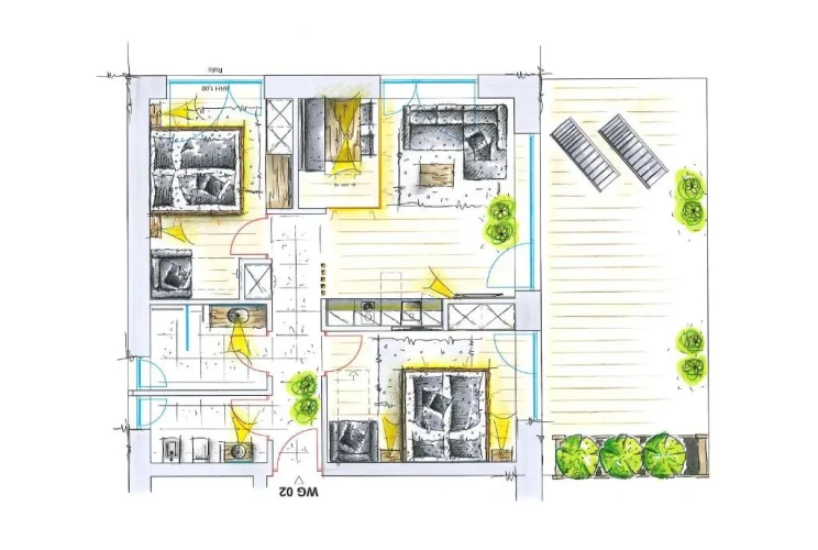 Apartment with garden view