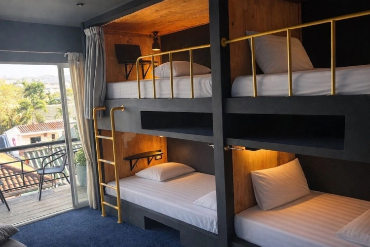 Bed in Dorm with city view