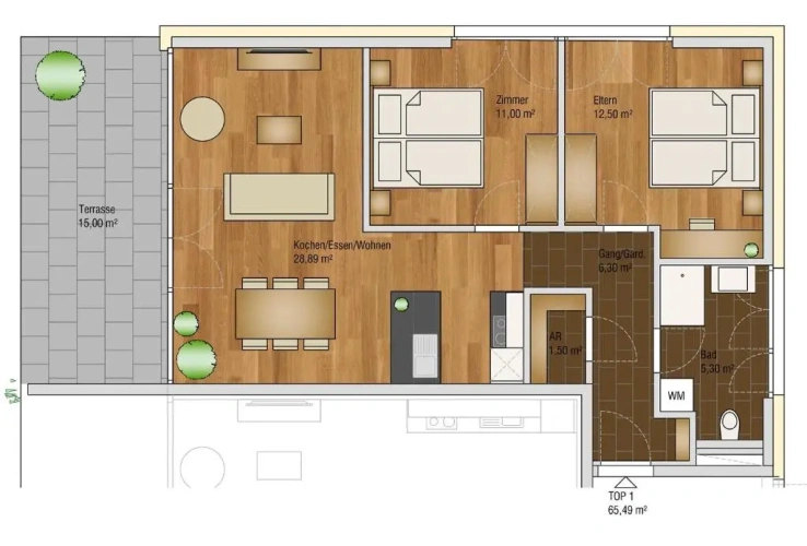 2 Bedrooms Apartment