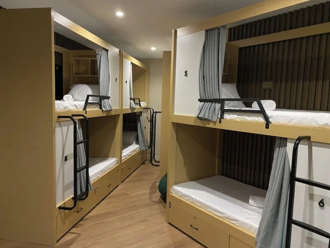 Bed in Dorm (female dorm) with balcony
