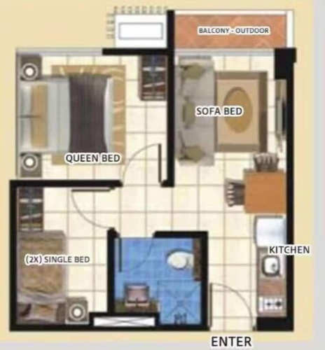 2 Bedrooms Apartment with city view