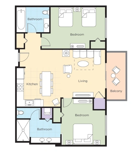 2 Bedrooms Suite with balcony