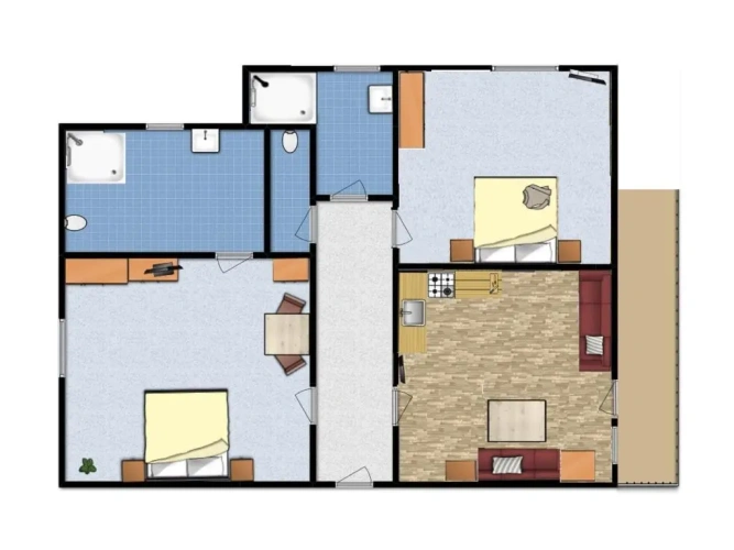2 Bedrooms Superior Double Apartment with balcony
