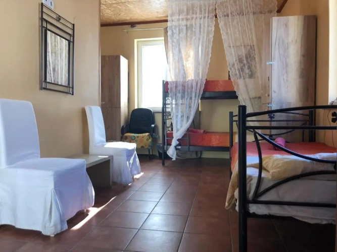 Bed in Dorm with balcony and with view