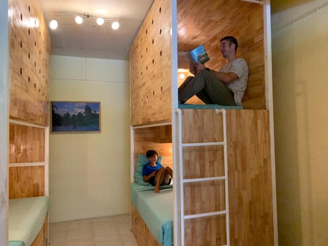 Bed in Dorm with balcony and with view
