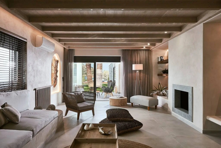 Beachfront villa with a heated pool