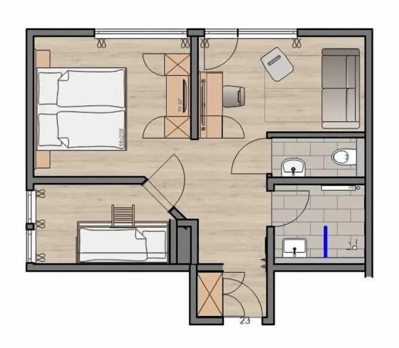 2 Bedrooms Standard Quadruple room