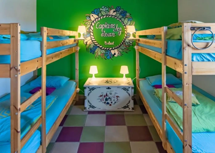 Bed in Dorm with balcony and with view