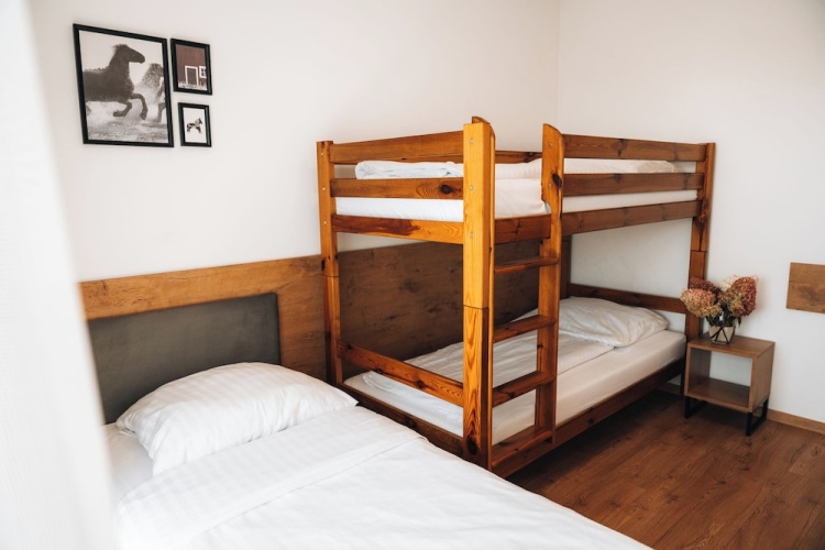 Bed in Dorm with balcony