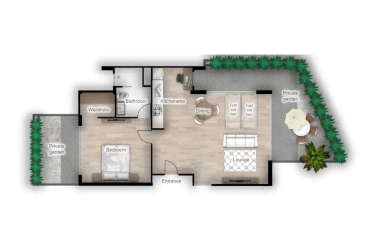 2 Bedrooms Double Apartment with balcony