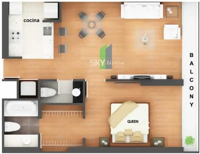 1 Bedroom Business Apartment with courtyard view