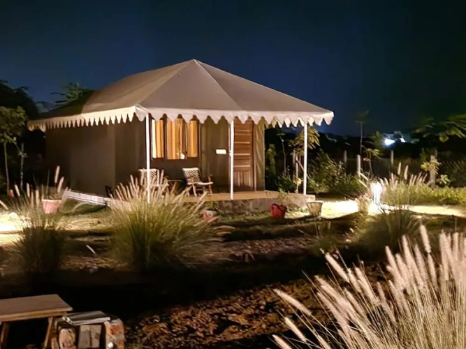 Tent with mountain view