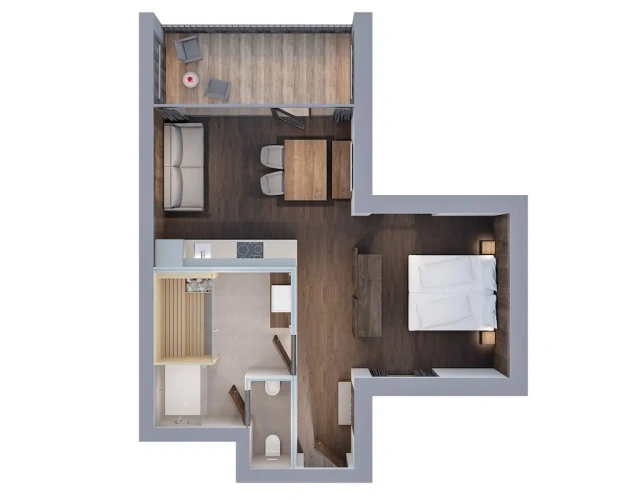 1 Bedroom Apartment with balcony and with mountain view