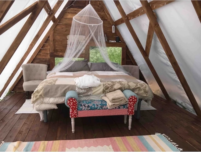 Tent with land view