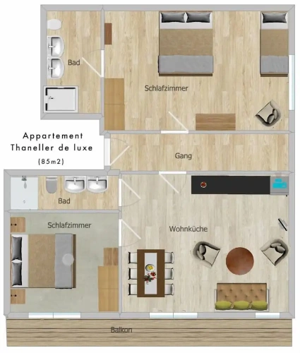 2 Bedrooms Apartment with balcony and with mountain view