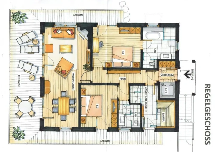 2 Bedrooms Deluxe Double Chalet with mountain view
